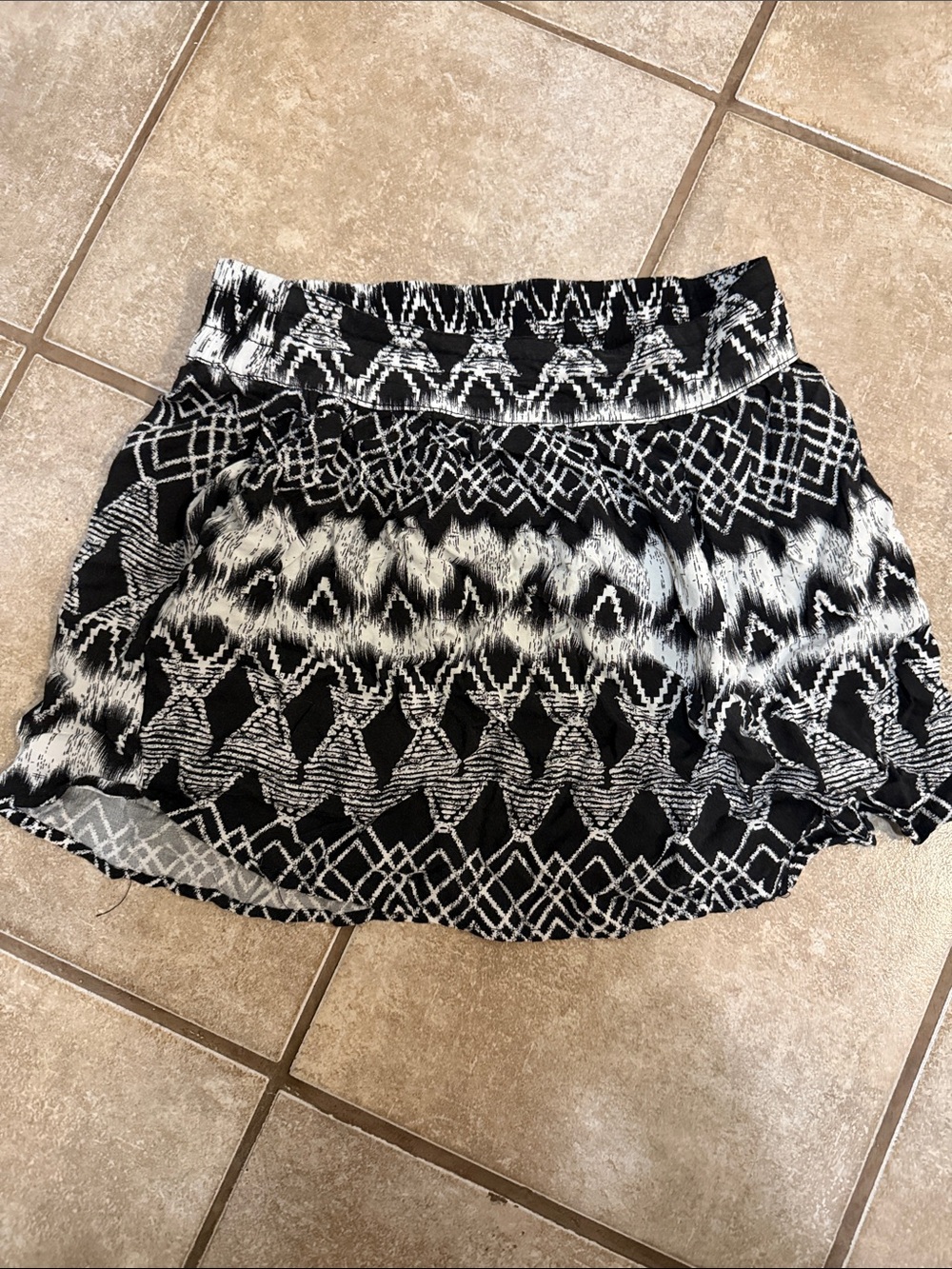 Society Black and White Geometric Skater Skirt